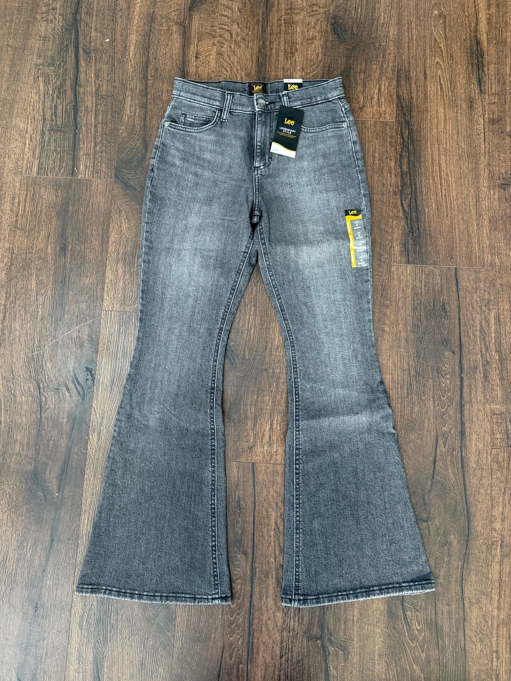 Lee Gray High-Rise Flare Jeans